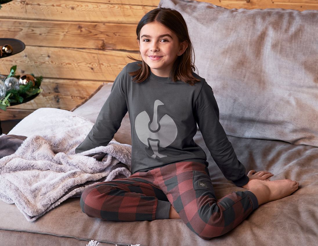 Accessoarer: e.s. Pyjamas byxa, barn + oxidröd/karbongrå