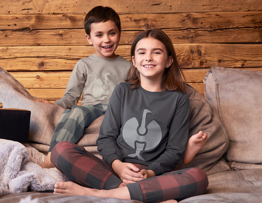 Accessoarer: e.s. Pyjamas byxa, barn + oxidröd/karbongrå 2
