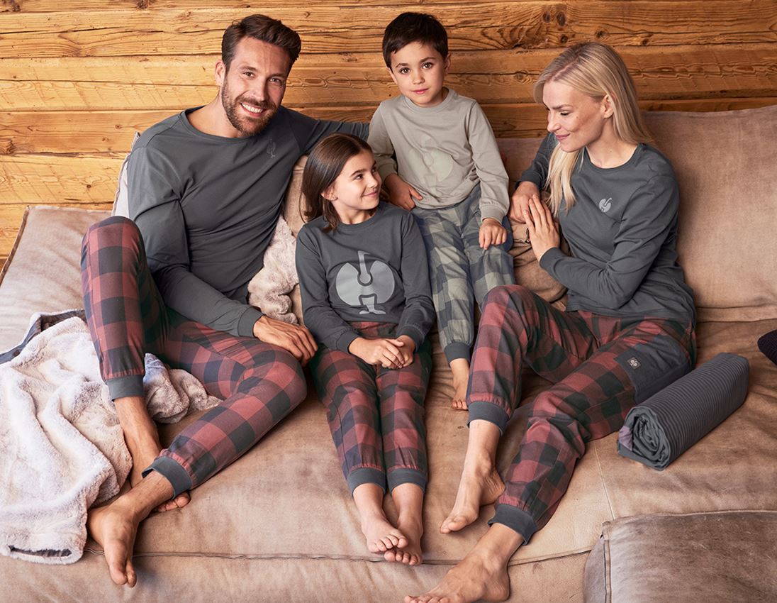 Accessoarer: e.s. Pyjamas byxa, barn + oxidröd/karbongrå 3