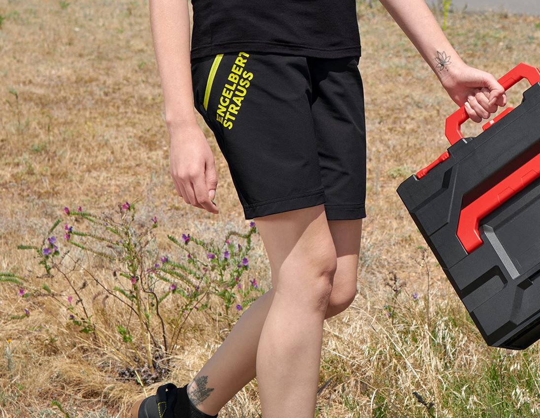 Clothing: SET: Women's func. trousers e.s.trail+shorts+towel + black/acid yellow