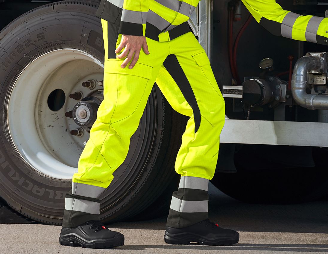 Work Trousers: e.s. Trousers multinorm high-vis + high-vis yellow/black 1