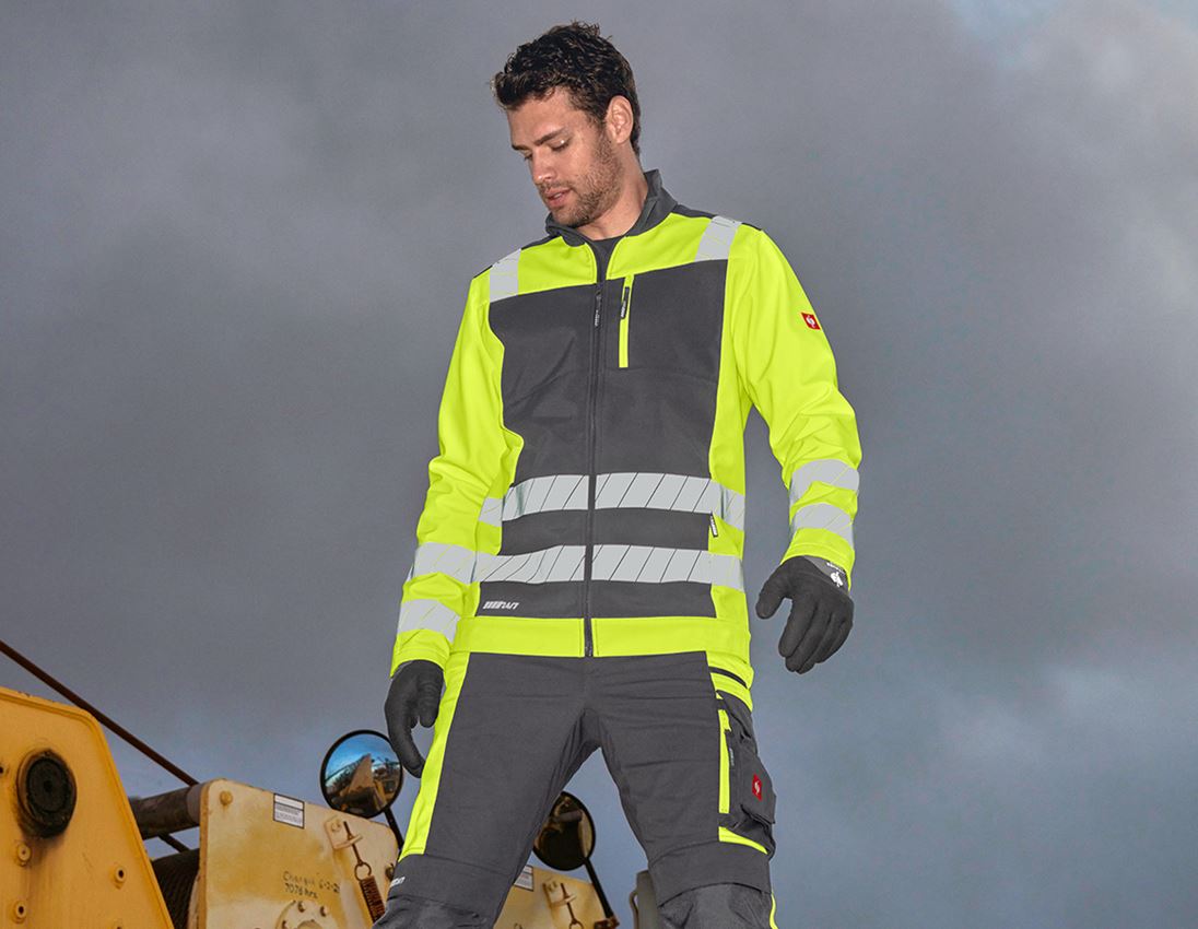 Topics: High-vis softshell jacket e.s.motion 24/7 + anthracite/high-vis yellow 2