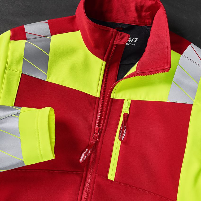 Work Jackets: High-vis softshell jacket e.s.motion 24/7 + red/high-vis yellow 2