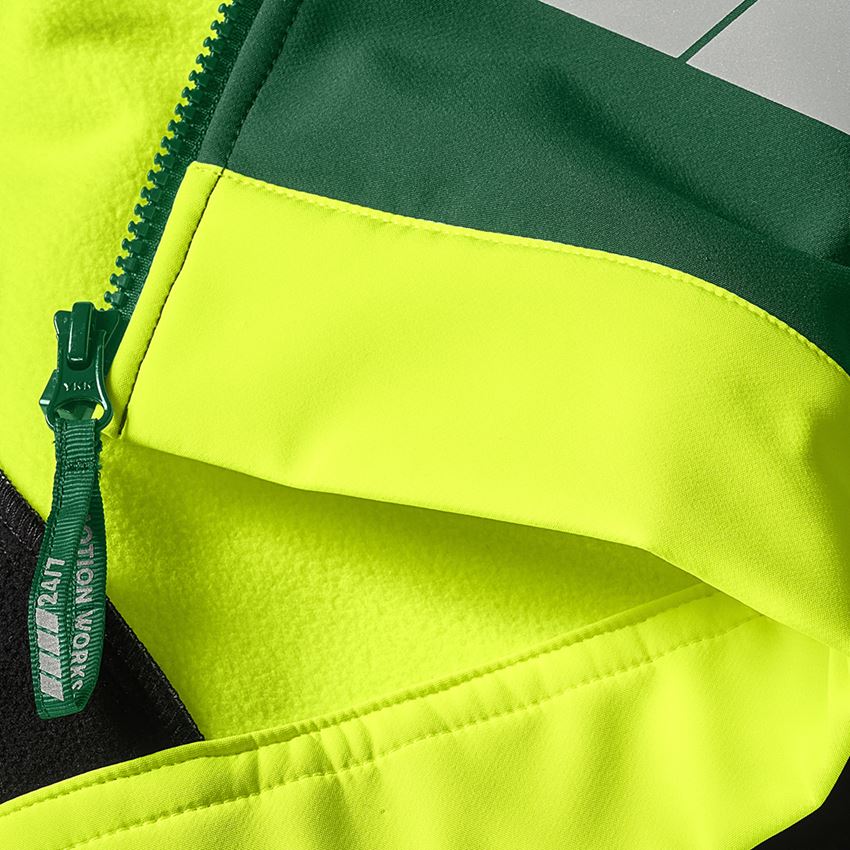 Work Jackets: High-vis softshell jacket e.s.motion 24/7 + green/high-vis yellow 2