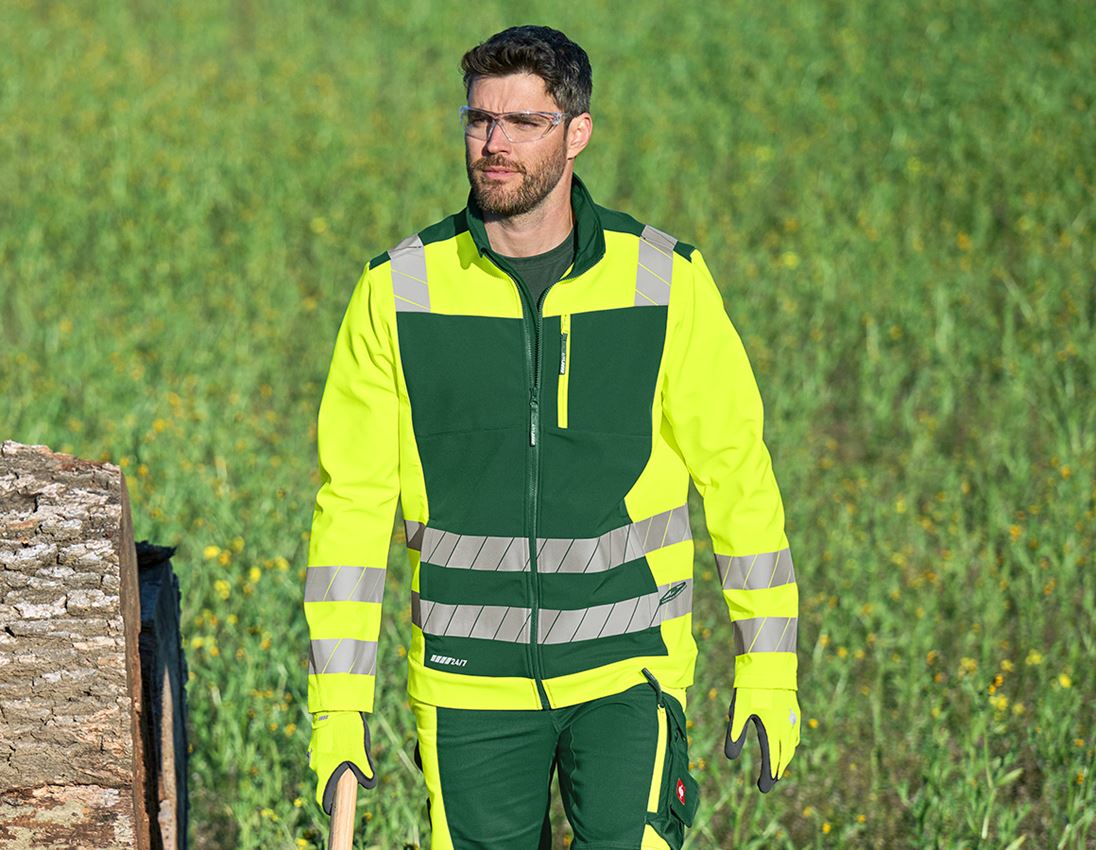 Topics: High-vis softshell jacket e.s.motion 24/7 + green/high-vis yellow