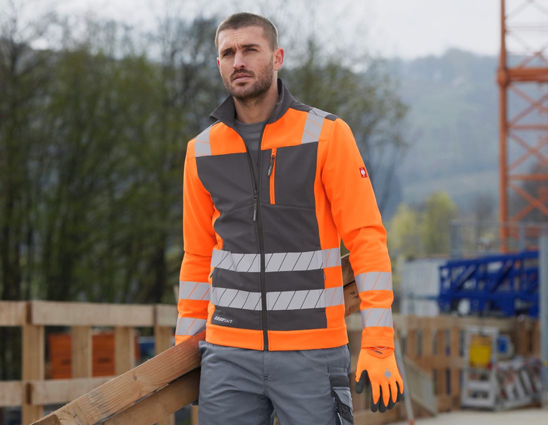 Arbetsjackor: Varseljacka softshell e.s.motion 24/7 + antracit/varselorange