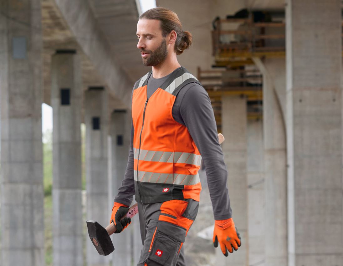 Work Body Warmer: High-vis bodywarmer e.s.motion 24/7 + high-vis orange/anthracite 1