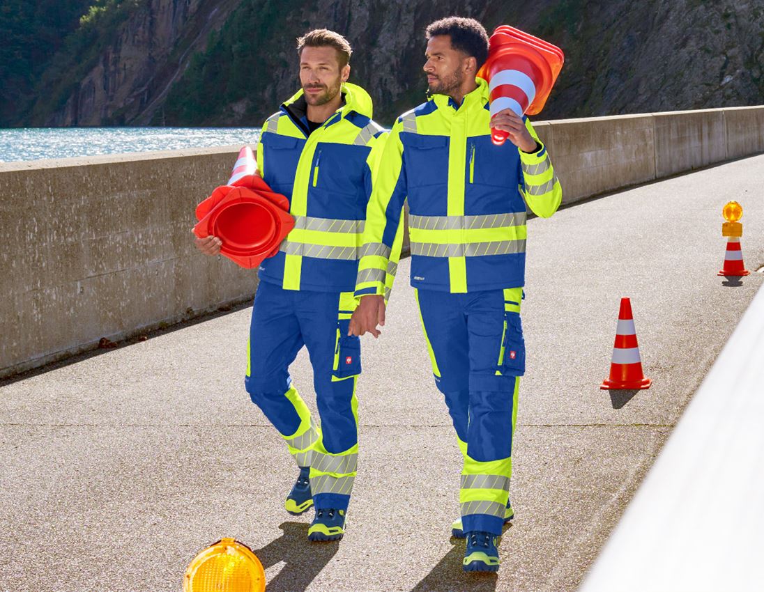 Work Trousers: High-vis trousers e.s.motion 24/7 + royal/high-vis yellow 4