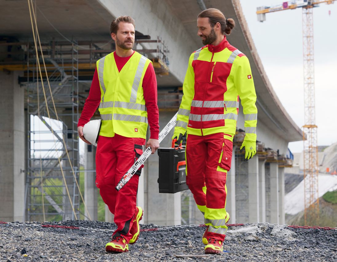 Work Trousers: High-vis trousers e.s.motion 24/7 + red/high-vis yellow 4