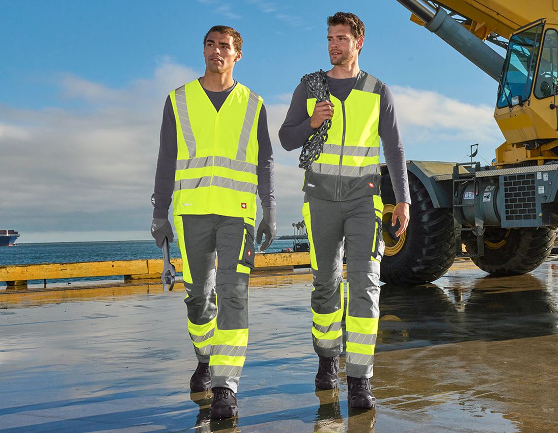 Work Trousers: High-vis trousers e.s.motion 24/7 + anthracite/high-vis yellow 8