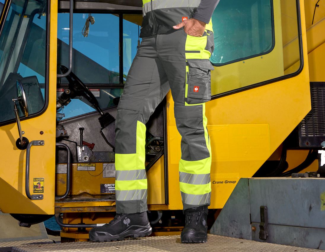 Work Trousers: High-vis trousers e.s.motion 24/7 + anthracite/high-vis yellow