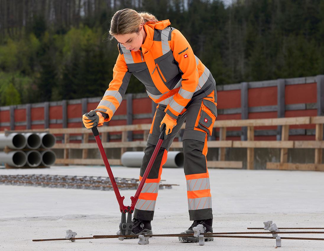 Work Trousers: High-vis trousers e.s.motion 24/7, ladies’ + anthracite/high-vis orange 3