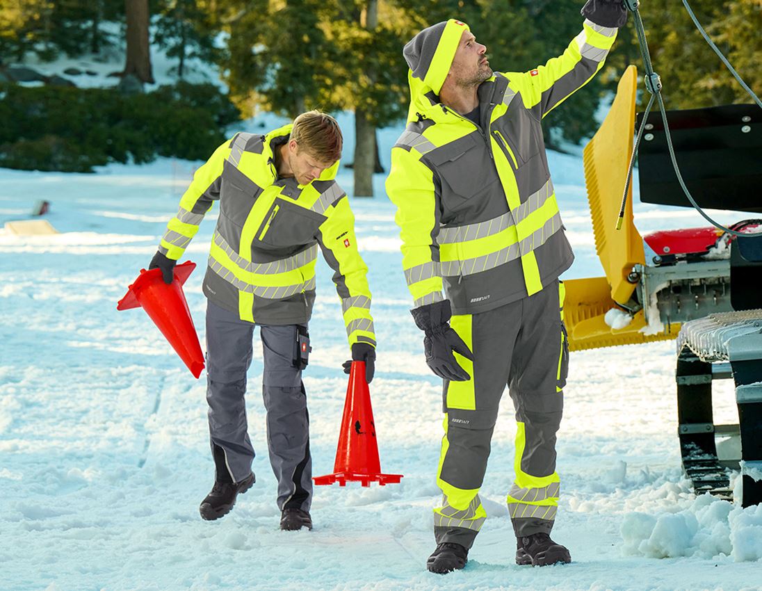 Work Jackets: High-vis winter softshell jacket e.s.motion 24/7 + anthracite/high-vis yellow 6