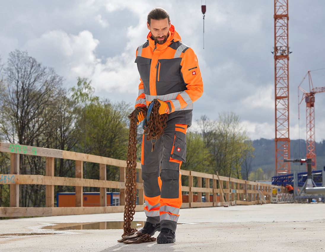 Work Jackets: High-vis winter softshell jacket e.s.motion 24/7 + anthracite/high-vis orange 5