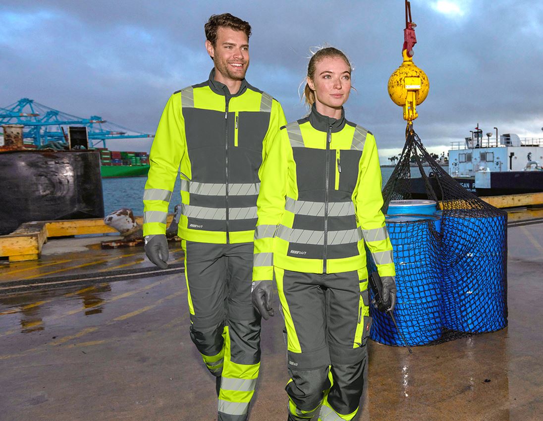 Work Jackets: High-vis softshell jacket e.s.motion 24/7, ladies' + anthracite/high-vis yellow 4