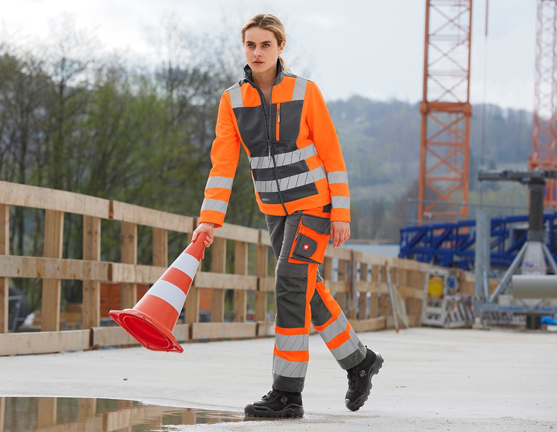 Work Jackets: High-vis softshell jacket e.s.motion 24/7, ladies' + anthracite/high-vis orange 2