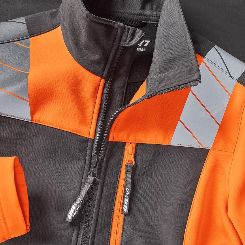 Teman: Varseljacka softshell e.s.motion 24/7, dam + antracit/varselorange 2