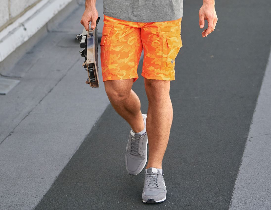Arbetsbyxor: e.s. shorts color camo + kamouflage orange