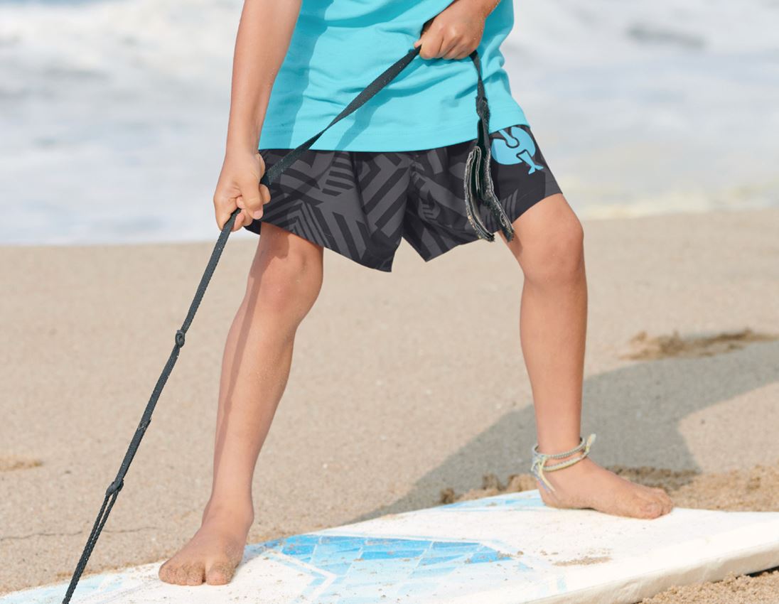 Topics: Bathing shorts e.s.trail, children's + black/anthracite/lapisturquoise