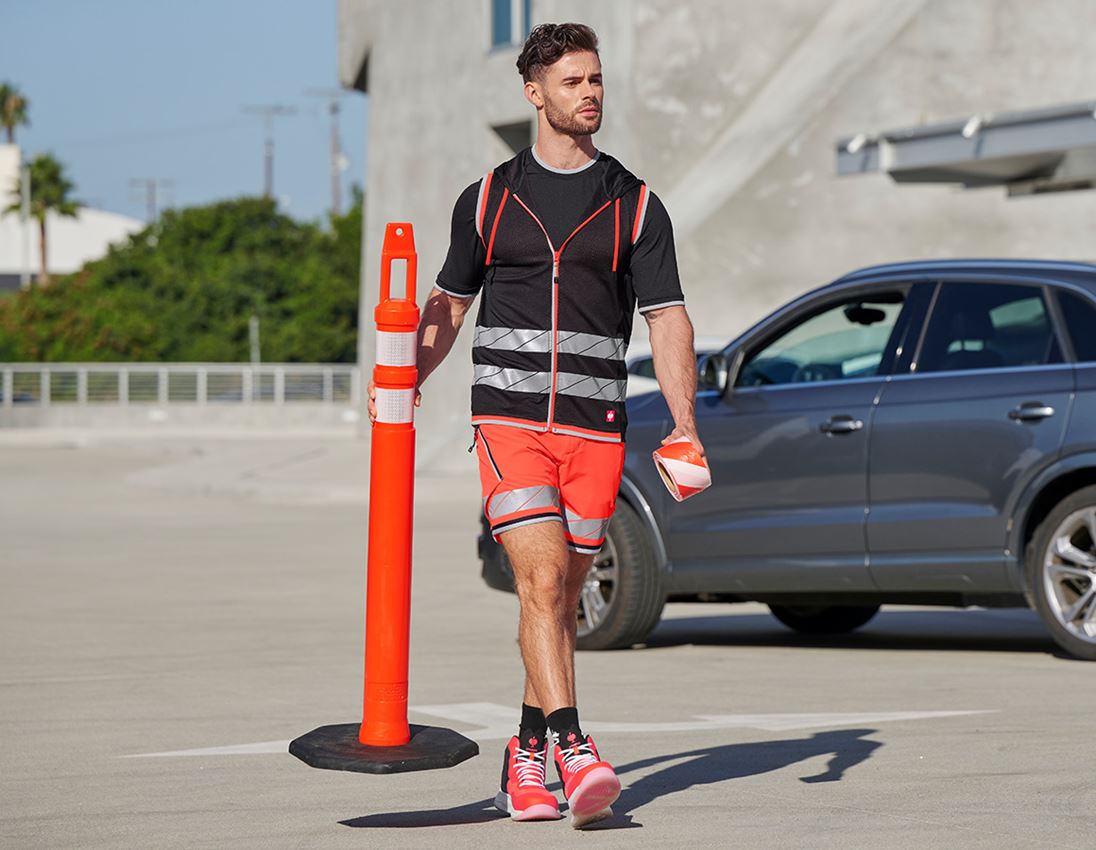Work Trousers: Reflex functional shorts e.s.ambition + high-vis red/black 1