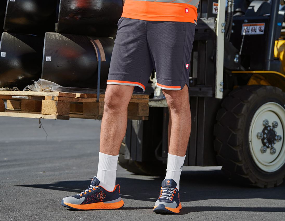 Work Trousers: Functional shorts e.s.ambition + navy/high-vis orange