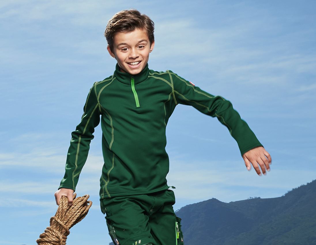 För de små: Troyertröja thermo stretch e.s.motion2020, barn + grön/sjögrön