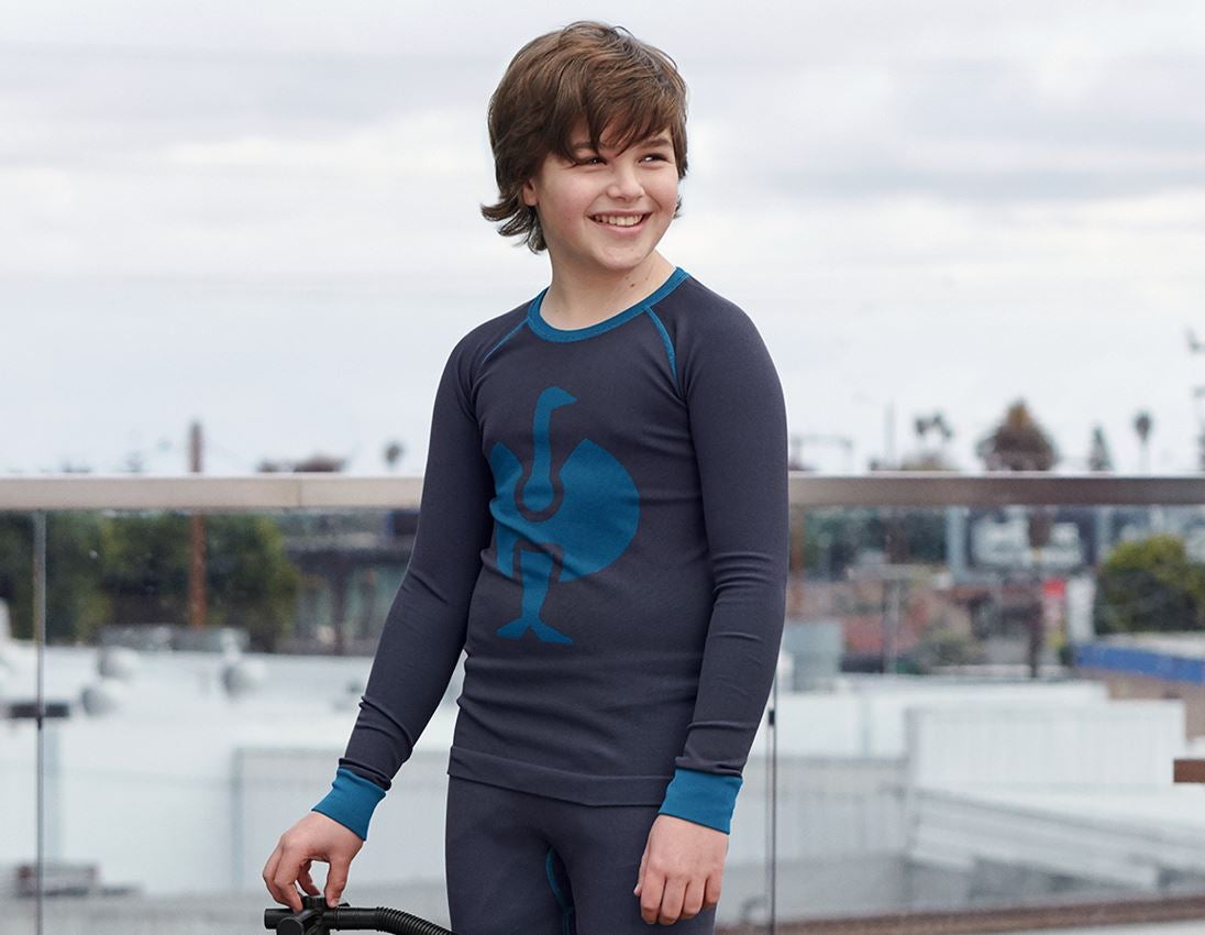 Termounderkläder: e.s. långärmad topp seamless - warm, barn + mörkblå