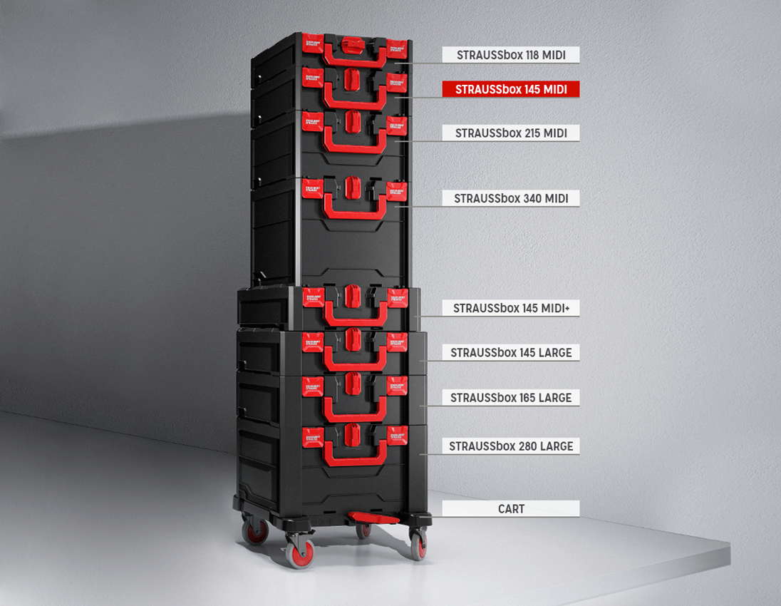 STRAUSSbox System: STRAUSSbox 145 midi + svart/röd