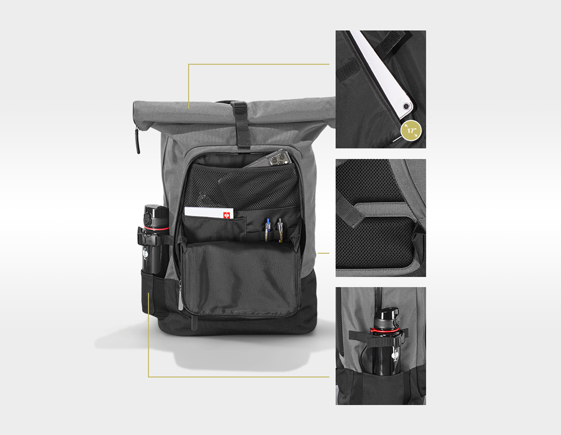 Accessoarer: Rolltop-ryggsäck e.s.work&travel + basaltgrå/svart 4