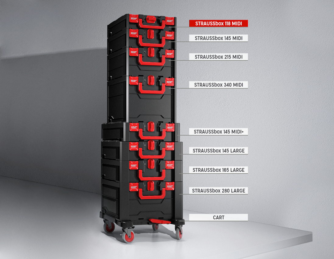 STRAUSSbox System: Set med hylsnycklar 1/4+1/2" Classic i STRAUSSbox 2