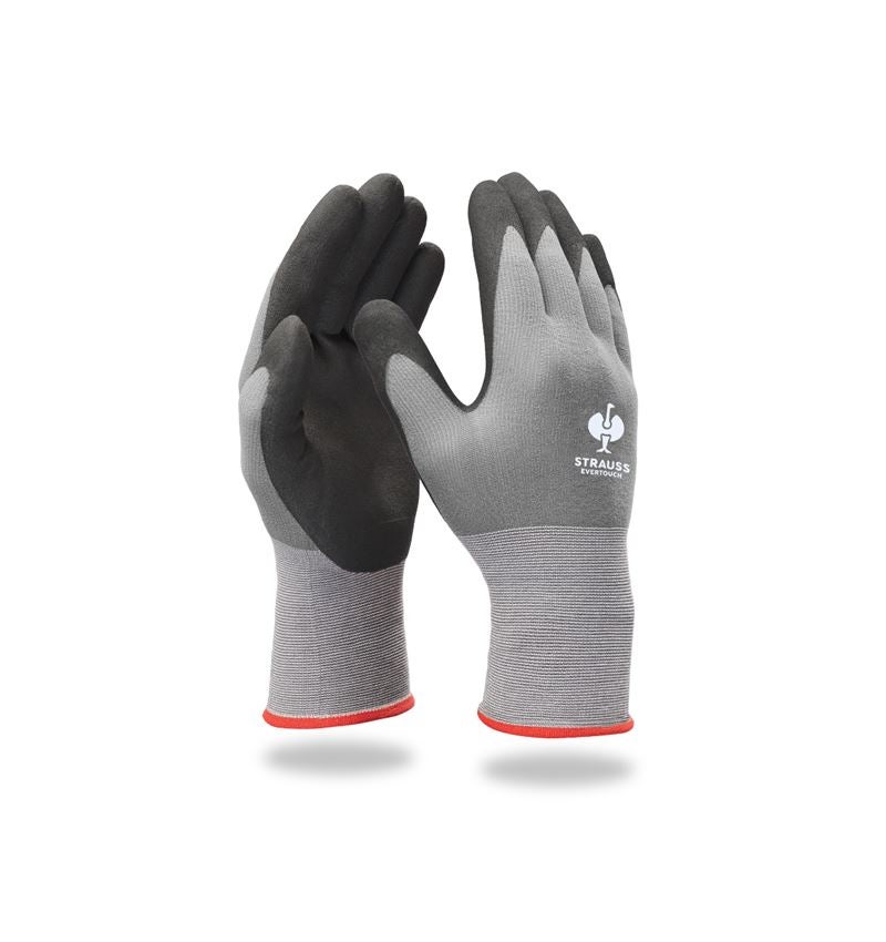 Coated: e.s. Nitrile foam gloves evertouch micro + black/grey
