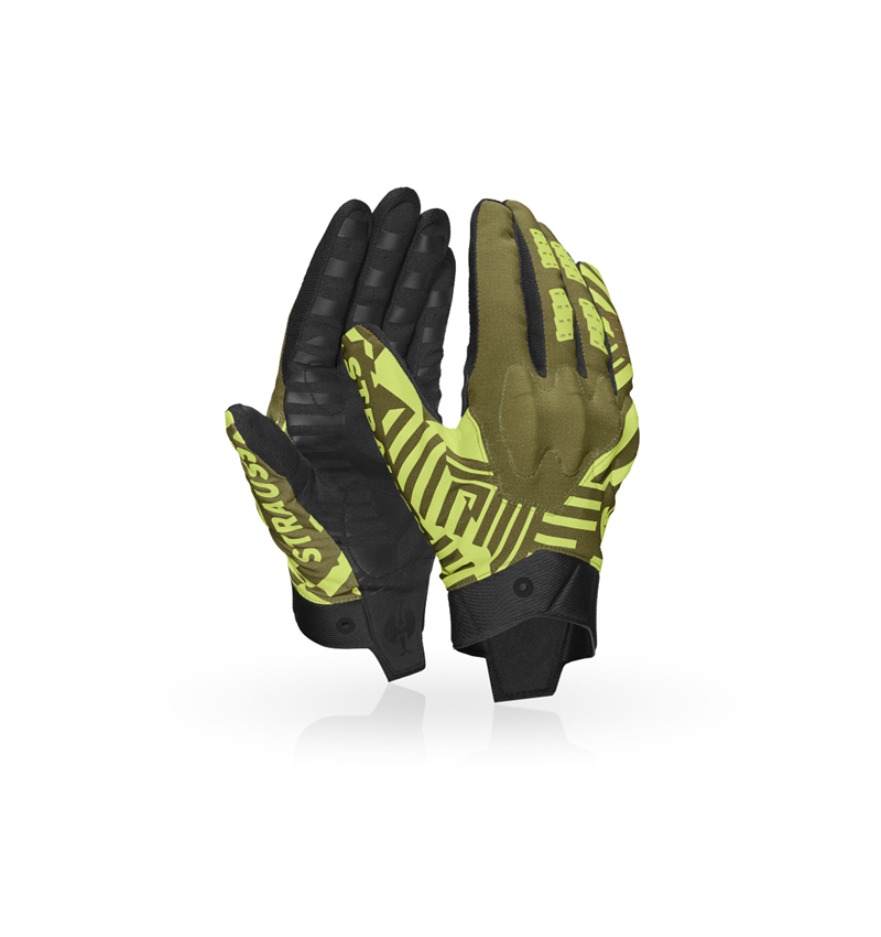 Hybrid: Gloves e.s.trail, light graphic + black/junipergreen/limegreen