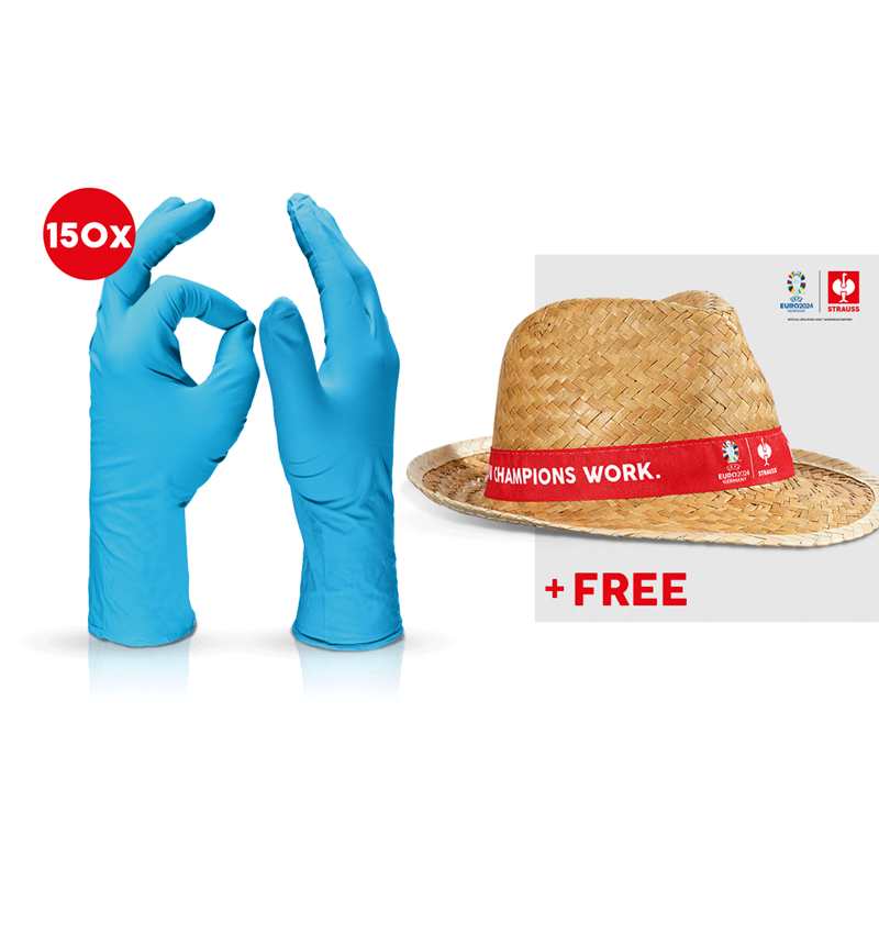 Collaborations: 3x50 Dispos. nitrile gloves Chem Risk+EURO2024 Hat