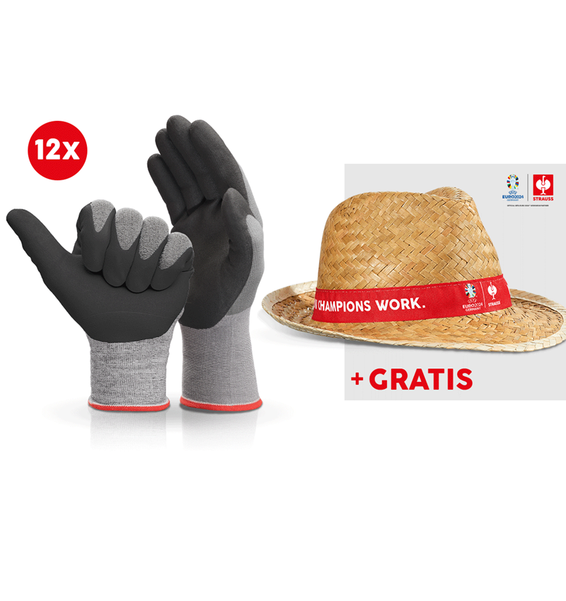 Samarbeten: 12x nitrilhandskar evertouch mikro + EURO2024 hatt + svart/grå
