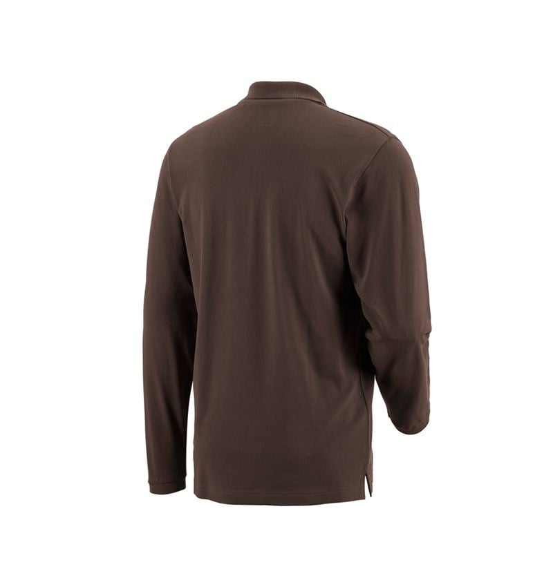 Plumbers / Installers: e.s. Long sleeve polo cotton Pocket + chestnut 2