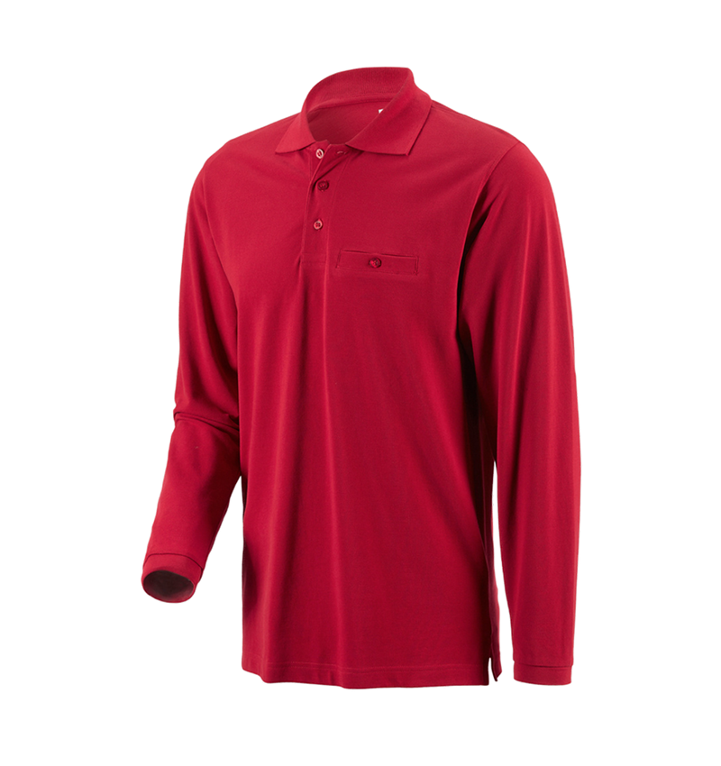 Gardening / Forestry / Farming: e.s. Long sleeve polo cotton Pocket + red 1
