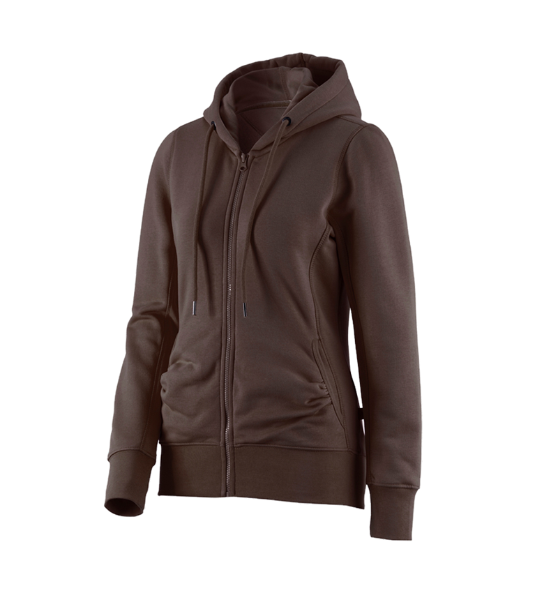 Shirts, Pullover & more: e.s. Hoody sweatjacket poly cotton, ladies' + chestnut