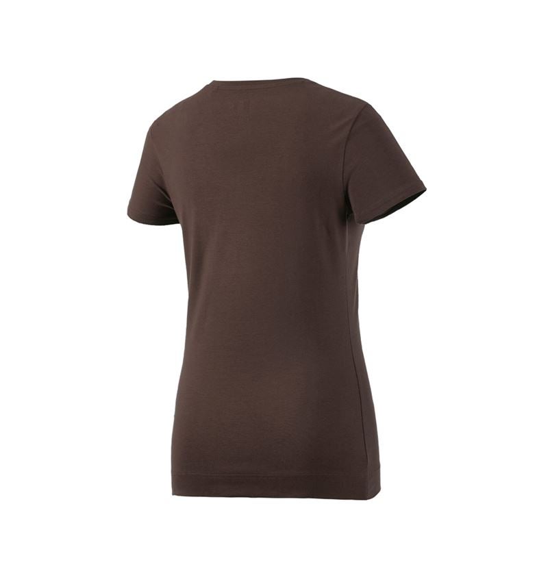 Överdelar: e.s. T-Shirt cotton stretch, dam + kastanj 3