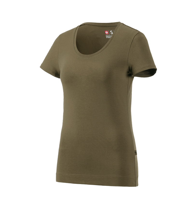 Överdelar: e.s. T-Shirt cotton stretch, dam + slamgrön 3