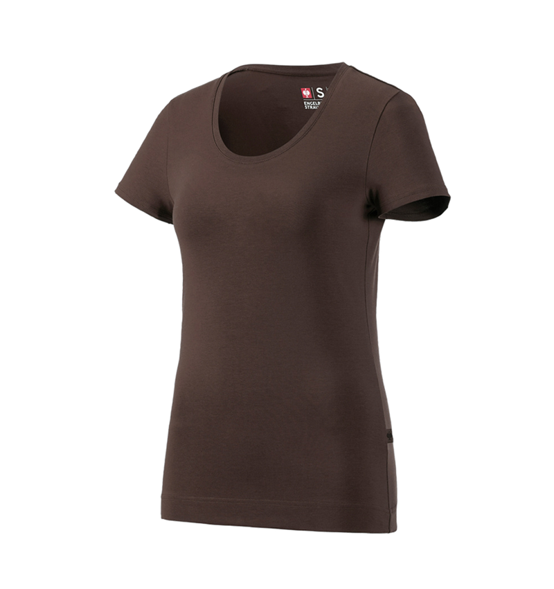 Överdelar: e.s. T-Shirt cotton stretch, dam + kastanj 2