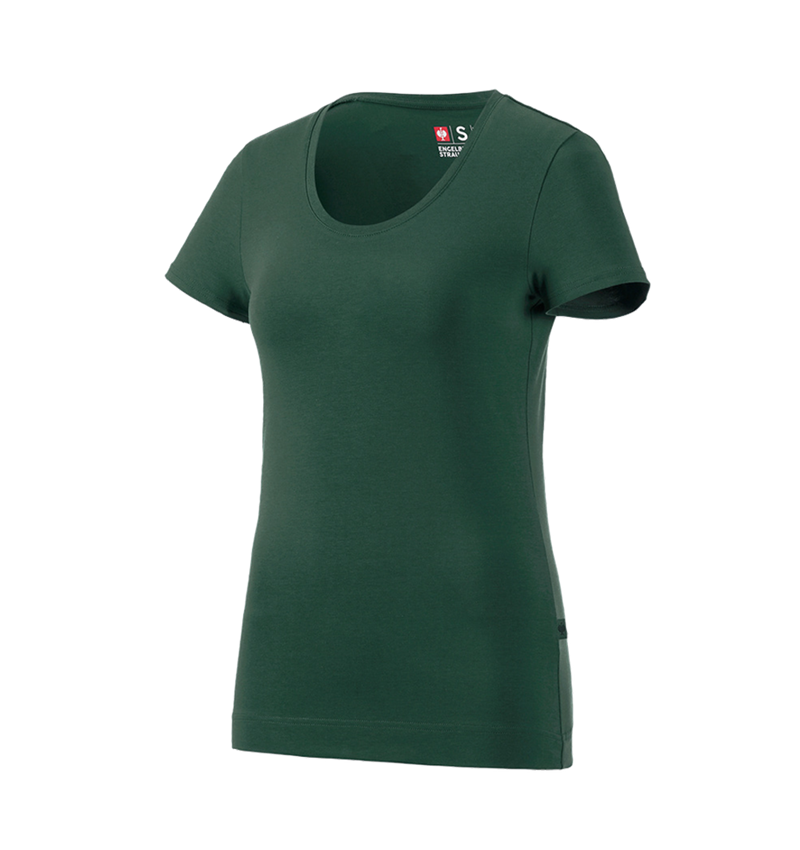 Överdelar: e.s. T-Shirt cotton stretch, dam + grön 2