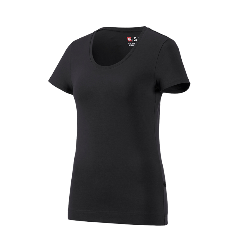 Överdelar: e.s. T-Shirt cotton stretch, dam + svart 2