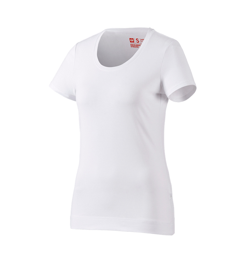 Överdelar: e.s. T-Shirt cotton stretch, dam + vit 2
