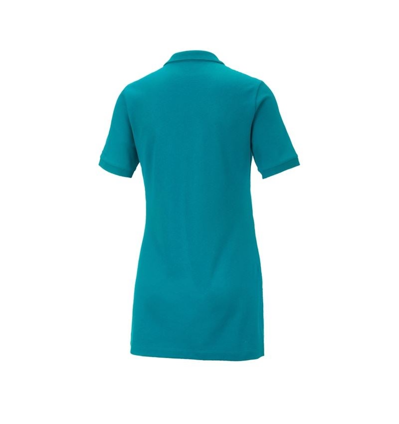 Gardening / Forestry / Farming: e.s. Pique-Polo cotton stretch, ladies', long fit + ocean 3