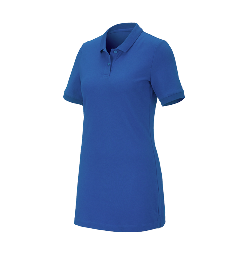 Gardening / Forestry / Farming: e.s. Pique-Polo cotton stretch, ladies', long fit + gentianblue 2