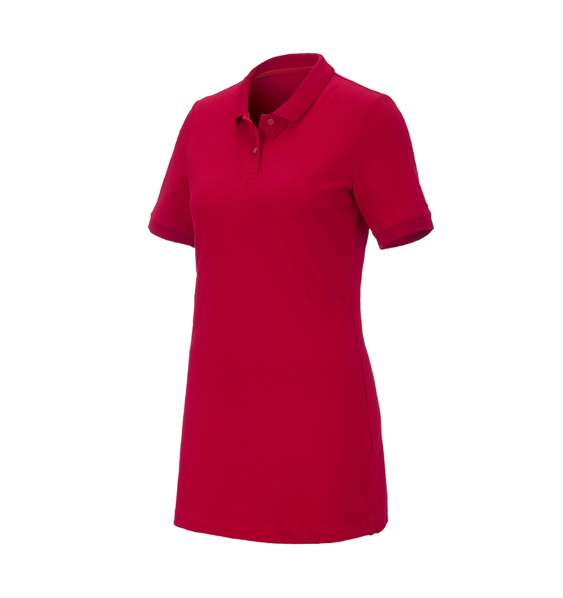 Topics: e.s. Pique-Polo cotton stretch, ladies', long fit + fiery red 2