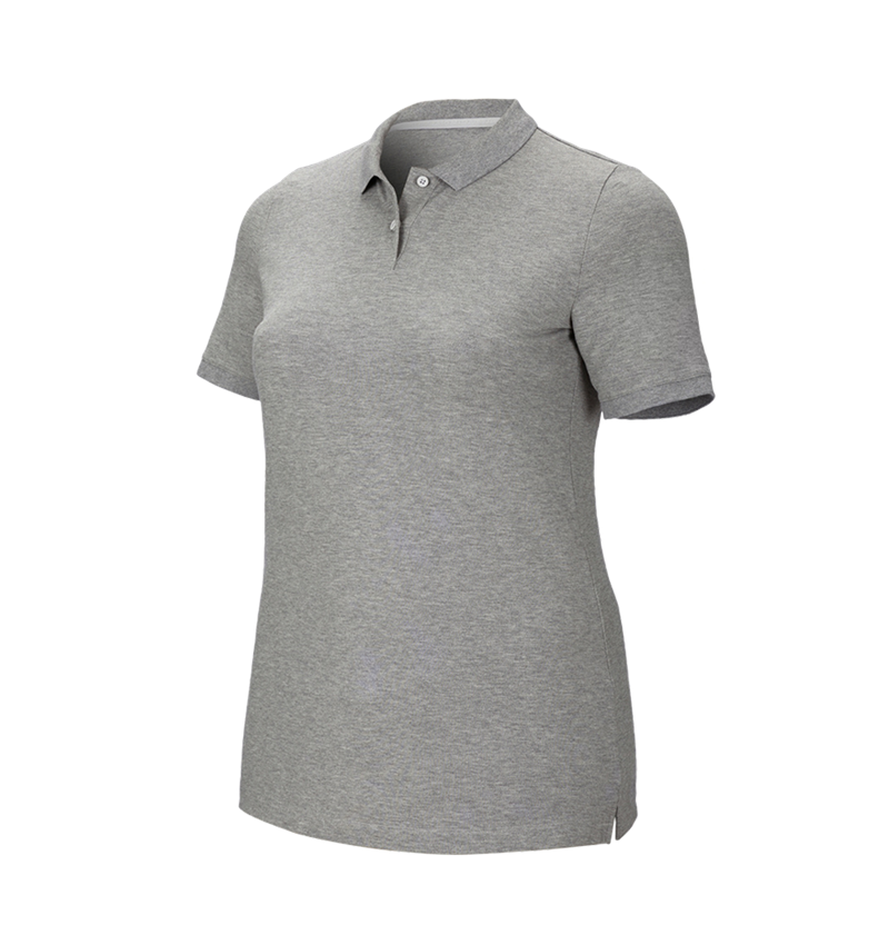 Shirts, Pullover & more: e.s. Pique-Polo cotton stretch, ladies', plus fit + grey melange 2