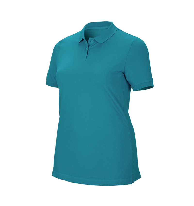 Gardening / Forestry / Farming: e.s. Pique-Polo cotton stretch, ladies', plus fit + ocean 2