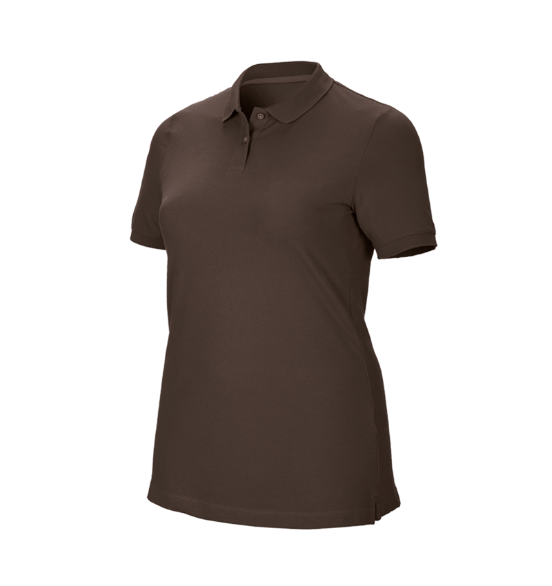 Gardening / Forestry / Farming: e.s. Pique-Polo cotton stretch, ladies', plus fit + chestnut 2