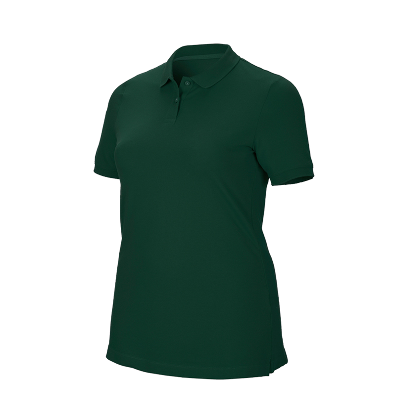 Gardening / Forestry / Farming: e.s. Pique-Polo cotton stretch, ladies', plus fit + green 2
